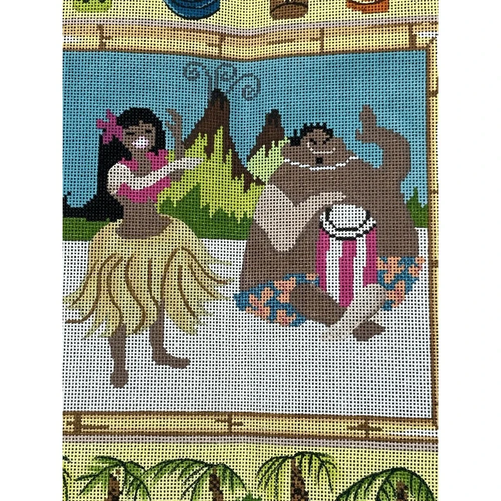 Patty Paints Hand Painted Needlepoint Canvas Hawaii Tiki Hawaiian Tropical 17ct